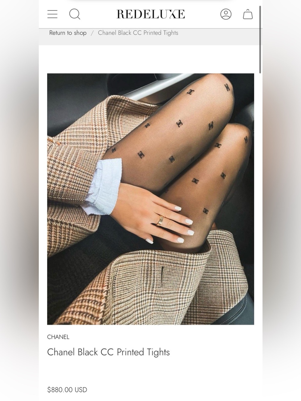 🖤🪞Authentic CHANEL Tights Size Small/Worn Once!🪞🖤 - Picture 4 of 4